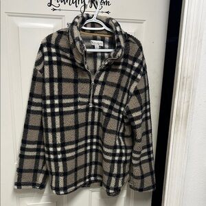 Koolaburra Plaid Fleece Jacket - Black and Tan